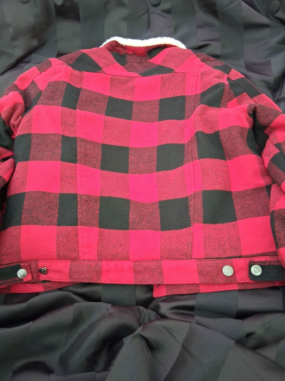 LOVE TREE Womens Red & Black Buffalo Plaid Sherpa-Lined Jacket - Picture 5 of 5